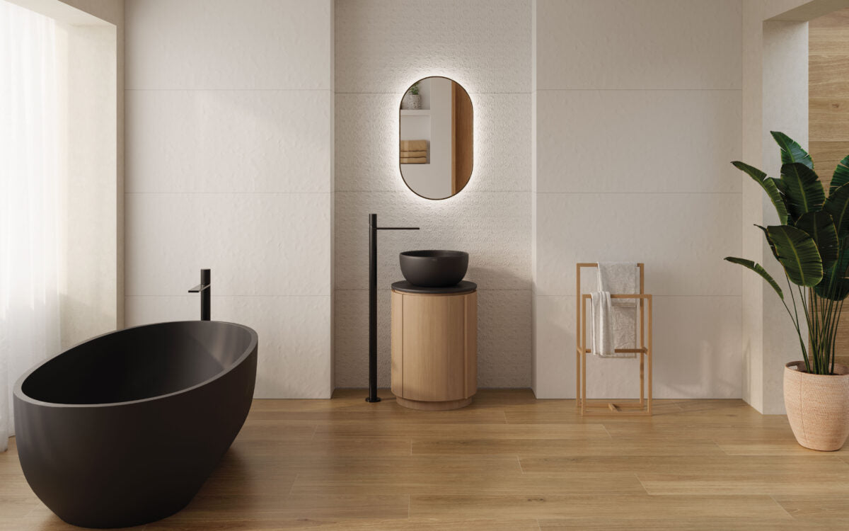 Moulins Blanco con Relieve Rodas en baño