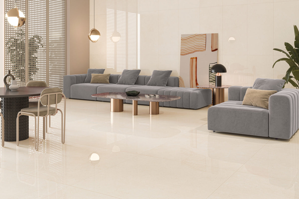 Senlis Crema 120x120 pulido en salón