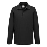 Polo antiestático ESD de manga larga Negro - Portwest AS23