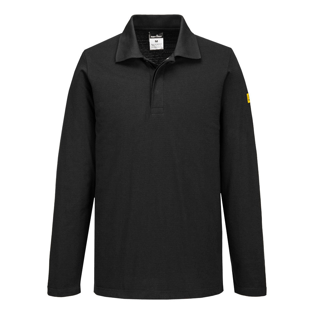 Polo antiestático ESD de manga larga Negro - Portwest AS23
