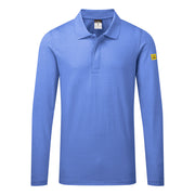 Polo antiestático ESD de manga larga Azul Hamilton - Portwest AS23