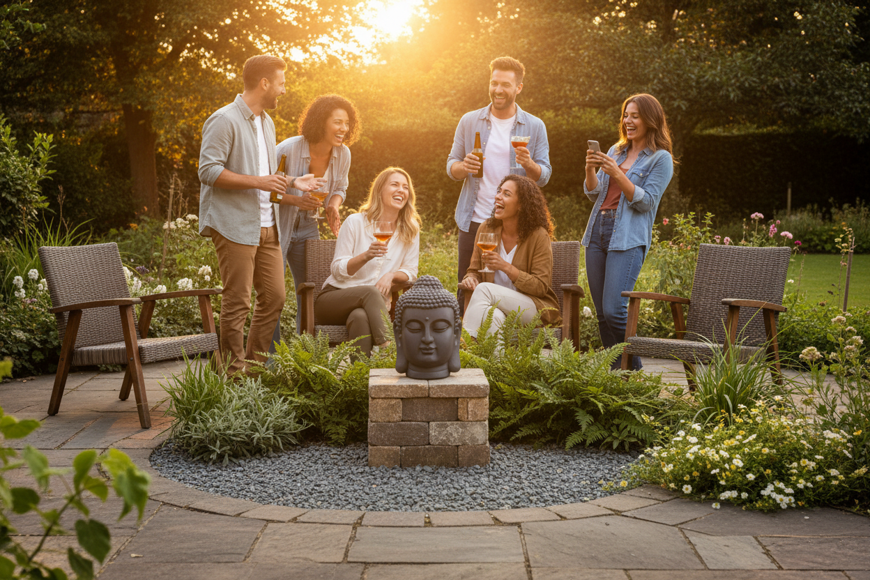 Cabeza de buda XL gris de 70 cm para jardín - vista 6 - Vica Art de Vetonek