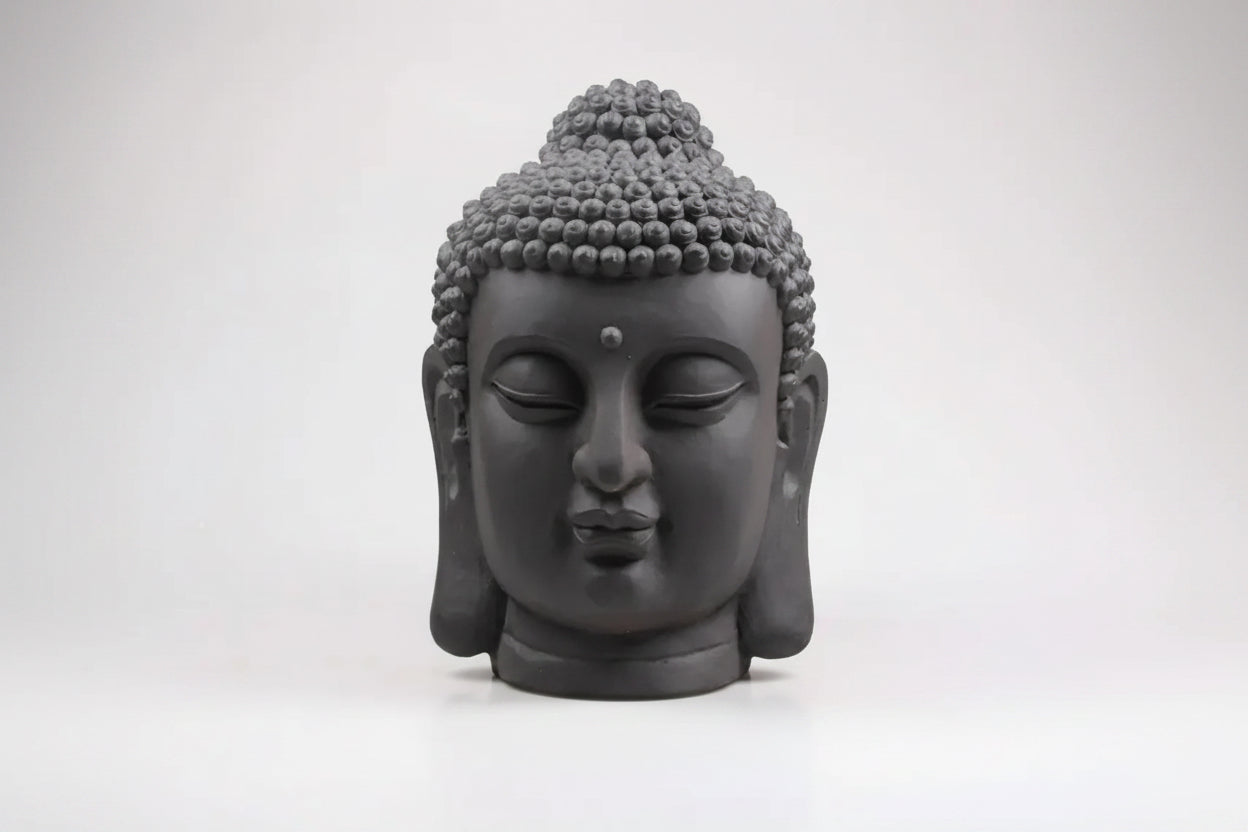 Cabeza de buda mediana gris de 42 cm de alto - Vetonek