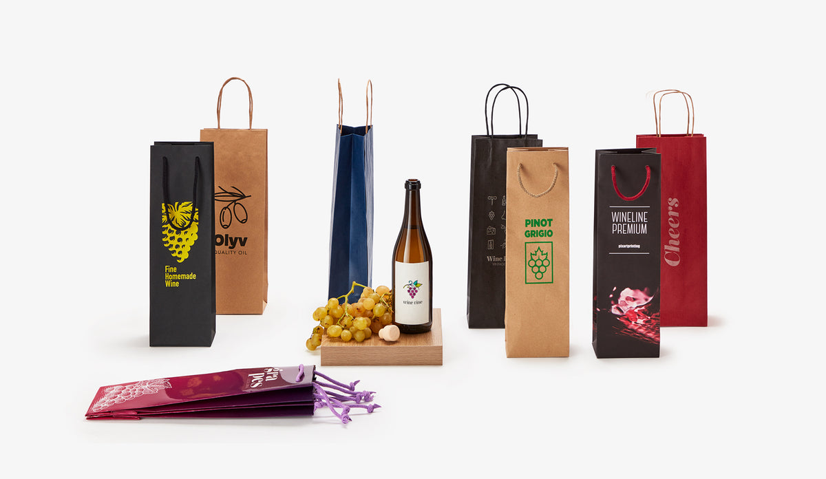 Bolsas de papel para botellas de vino personalizadas