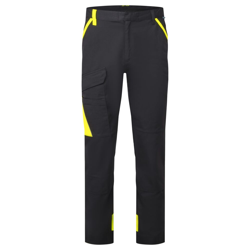 Pantalones de trabajo ligeros de algodón WX1 Negro/Amarillo - Portwest CD131