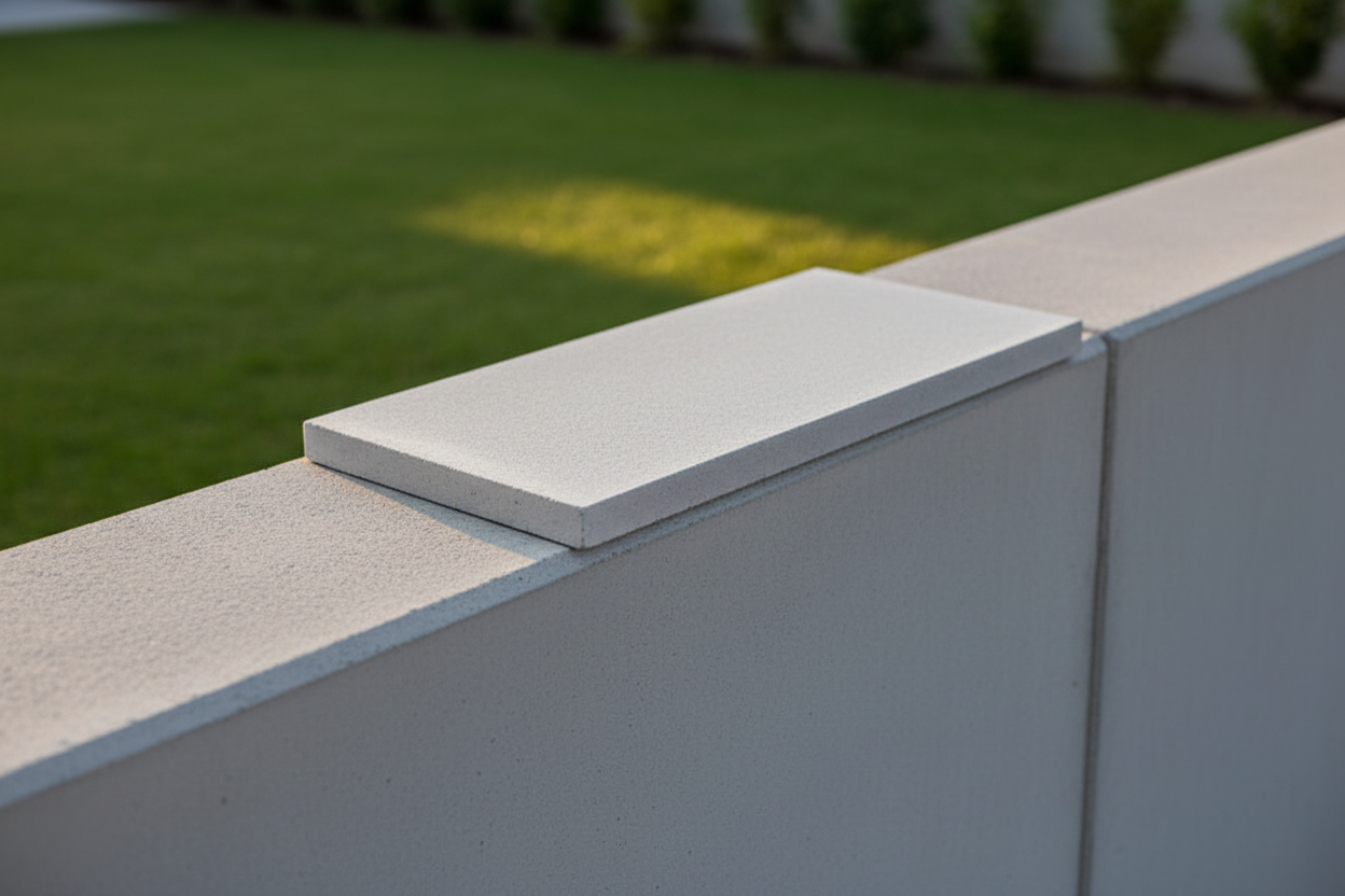 Cubremuros Duero Liso de hormigón gris, remate del muro de una vivienda moderna minimalista - Vetonek