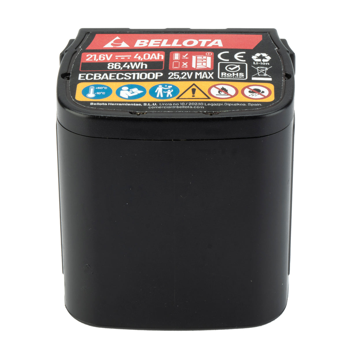 Batería de Litio 21,6 V para Motosierra Eléctrica Bellota BePower ECS1100P – vista de detalle