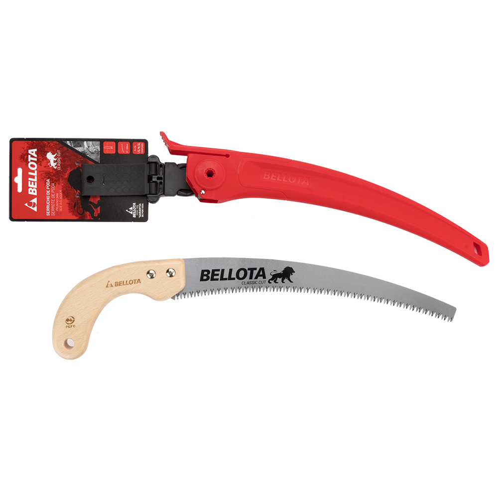 Serrucho de poda Bellota 450MC13 de 13 pulgadas con mango de madera curvo
