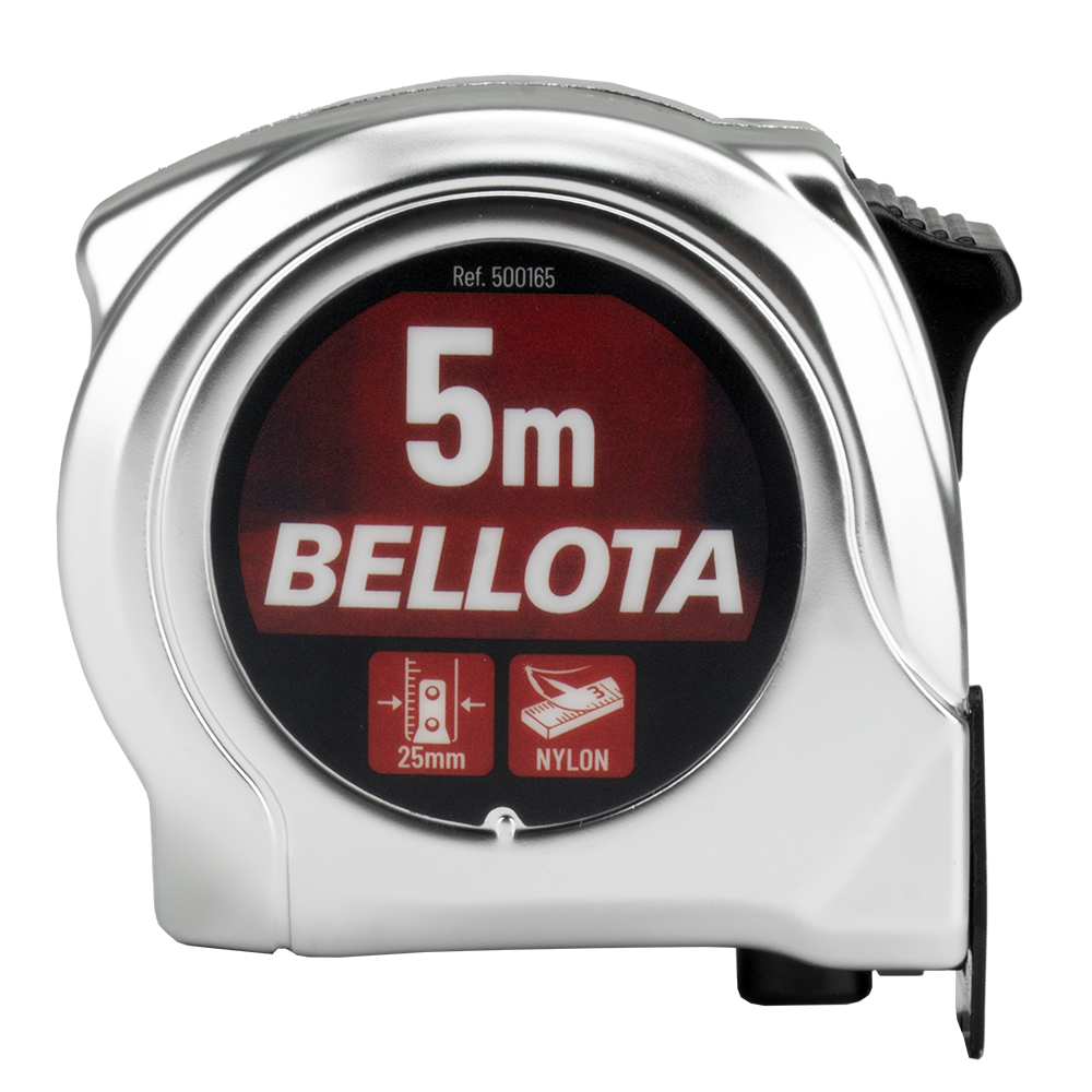 Flexómetro cromado Bellota 50016, vista lateral