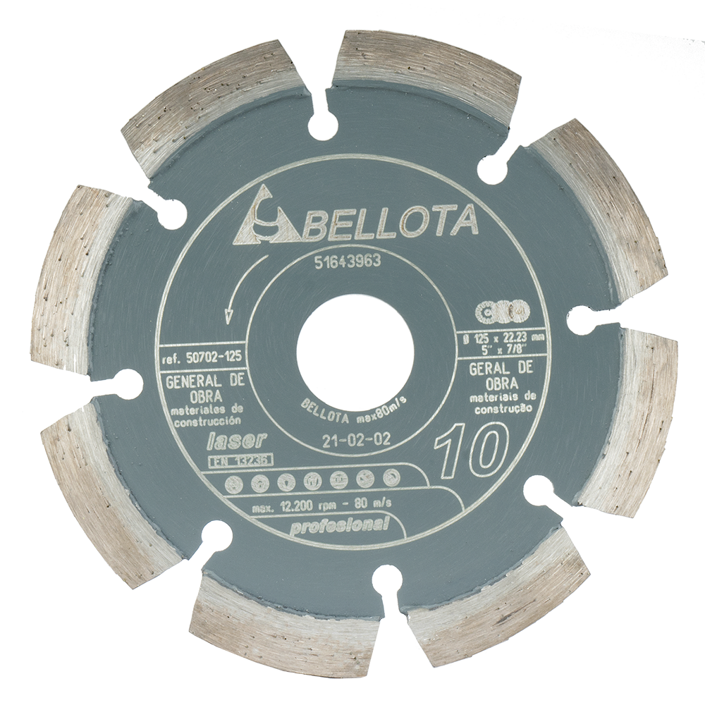 Disco de diamante segmentado Bellota Pro7 50702, de 125 mm