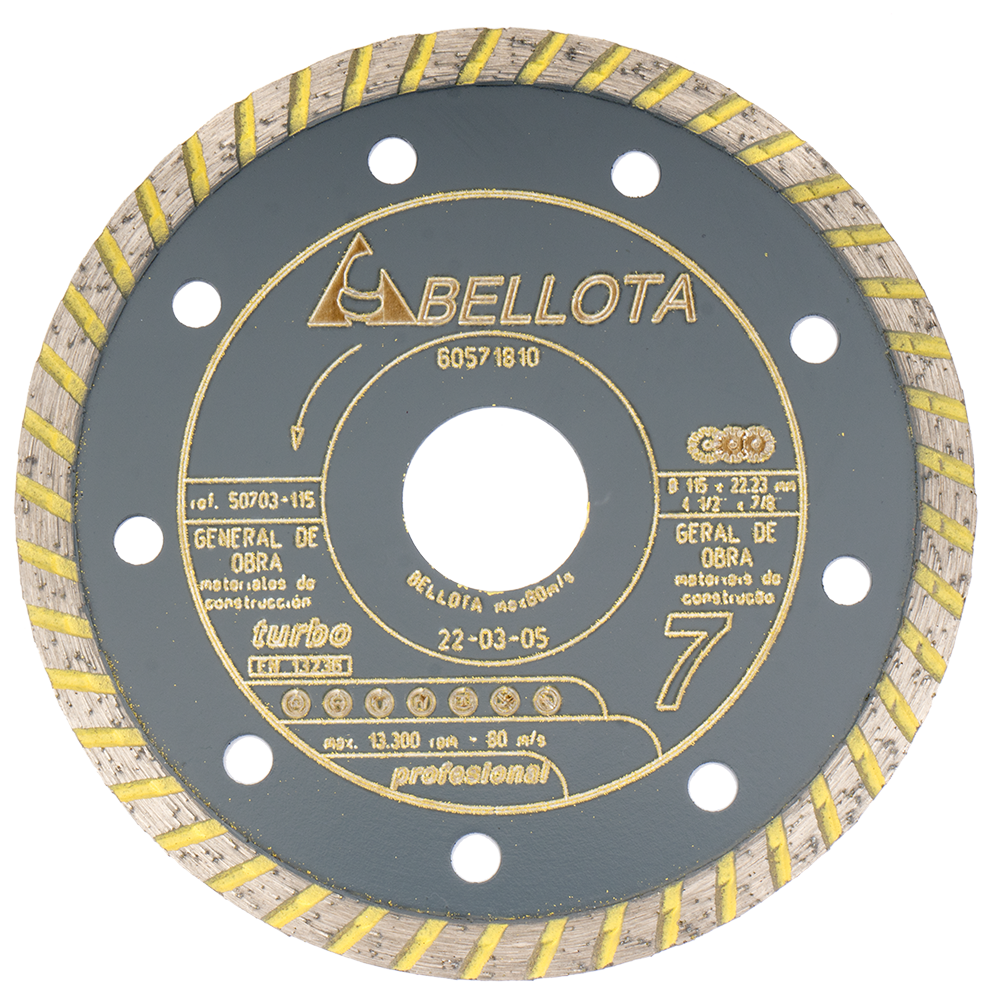Disco de diamante turbo Bellota Pro7 50703, de 115 mm