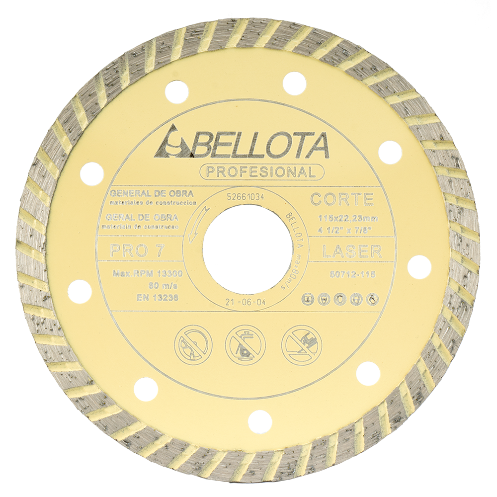 Disco de diamante turbo Bellota Pro7 50712, de 115 mm