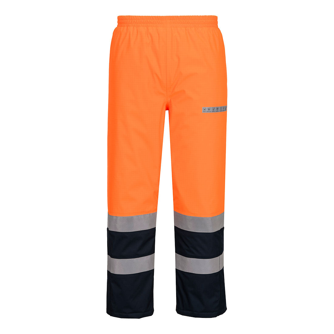 Pantalones Bizflame Rain+ Hi-Vis Multi-Norm Contrast FR Winter Naranja/Azul marino - Portwest FR434