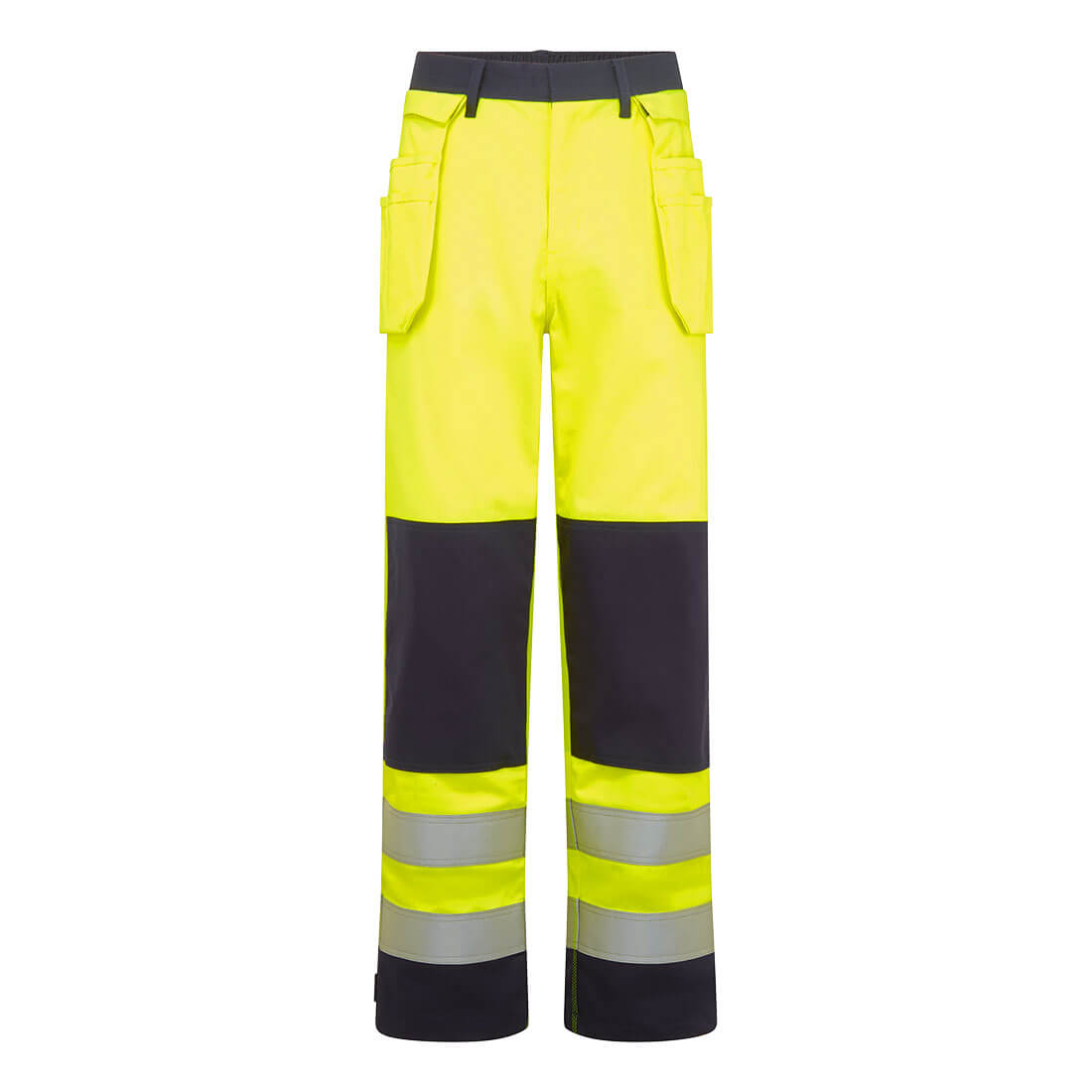 Pantalón Bizflame Work Hi-Vis Contrast FR Holster Amarillo/Azul marino - Portwest FR440