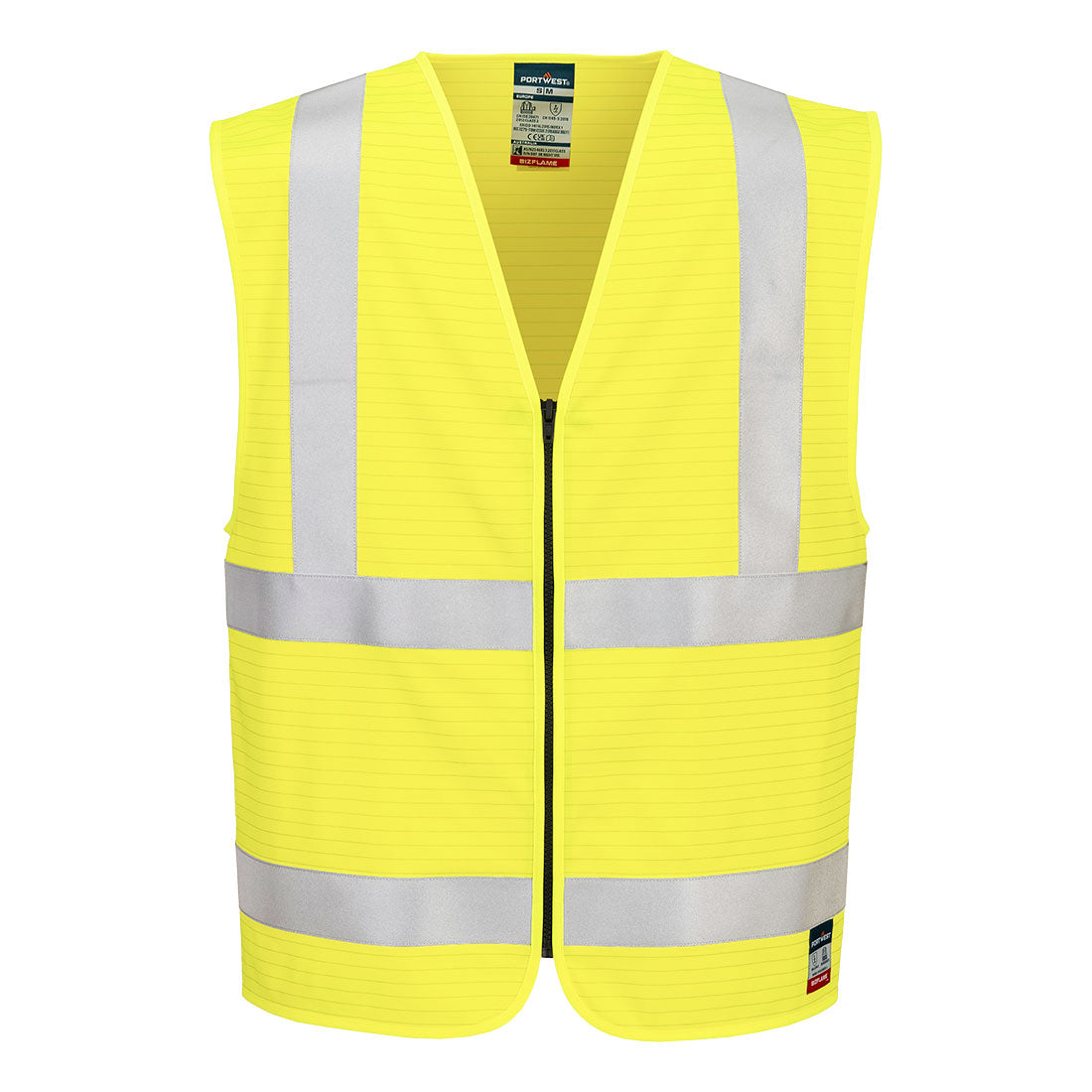 Chaleco Bizflame Hi-Vis FR Zip Vest Amarillo - Portwest FR615