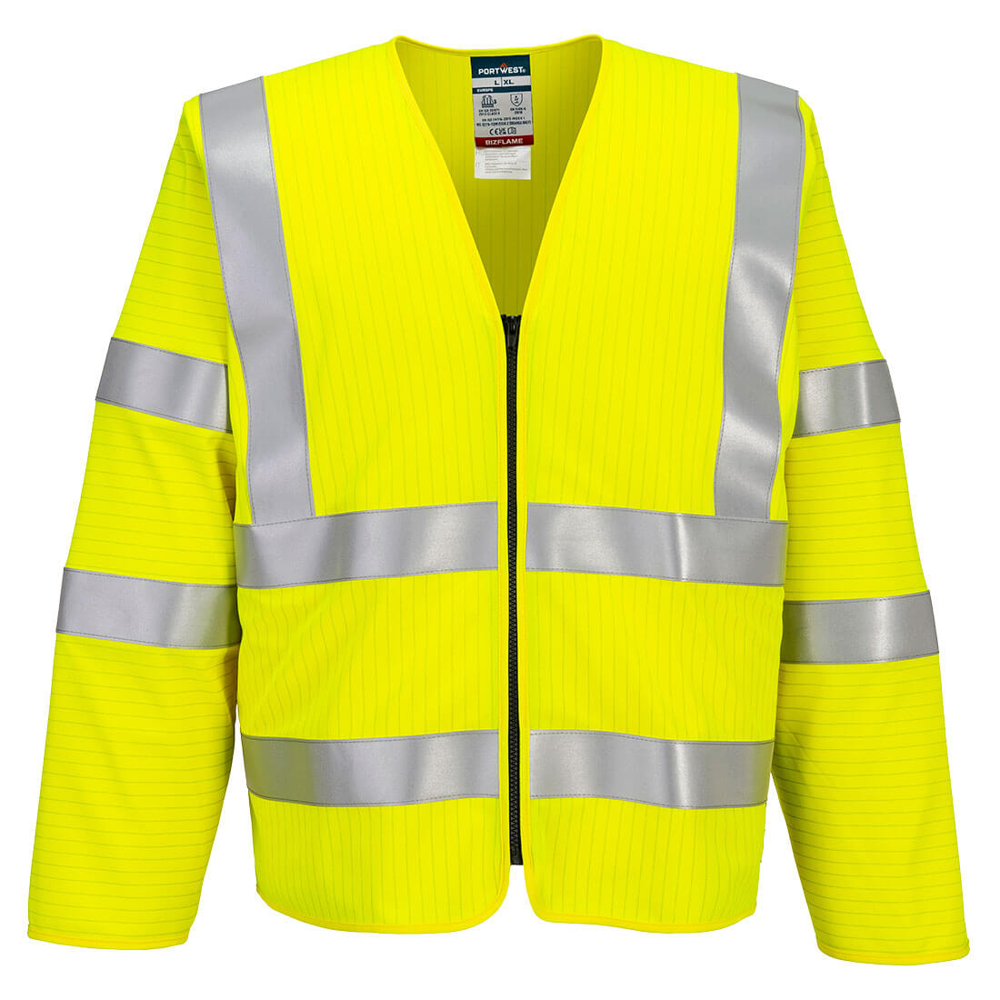 Chaleco de manga larga Bizflame Hi-Vis FR Long Sleeve Zip Amarillo - Portwest FR616