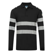 Polo PW3 Modaflame Knit de manga larga, resistente a la llama Negro - Portwest FR733