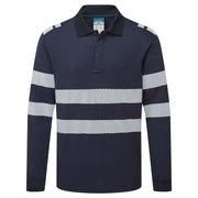 Polo PW3 Modaflame Knit de manga larga, resistente a la llama Azul marino - Portwest FR733
