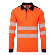 Polo PW3 Modaflame Knit HVO FR de manga larga, resistente a la llama Naranja/Negro - Portwest FR734