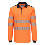 Polo PW3 Modaflame Knit HVO FR de manga larga, resistente a la llama Naranja/Azul marino - Portwest FR734