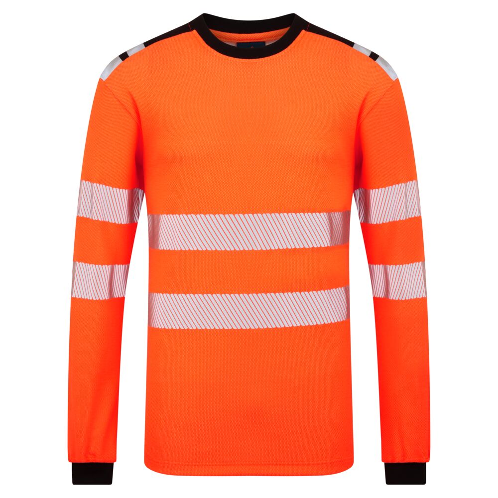 Camiseta de manga larga PW3 Modaflame Knit HVO FR Naranja/Negro - Portwest FR736