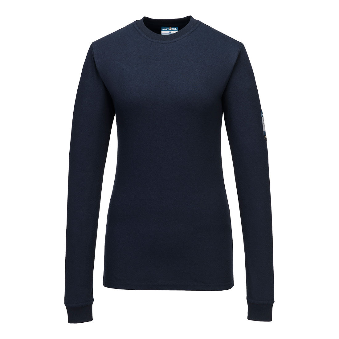 Camiseta de manga larga, resistente a la llama, para mujer, Modaflame Knit FR Azul marino - Portwest FR808