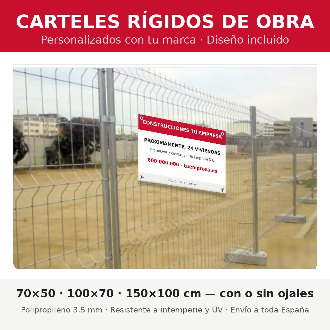 Panneaux Rigides de Chantier Personnalisés | Polypropylène 3,5 mm, création graphique incluse