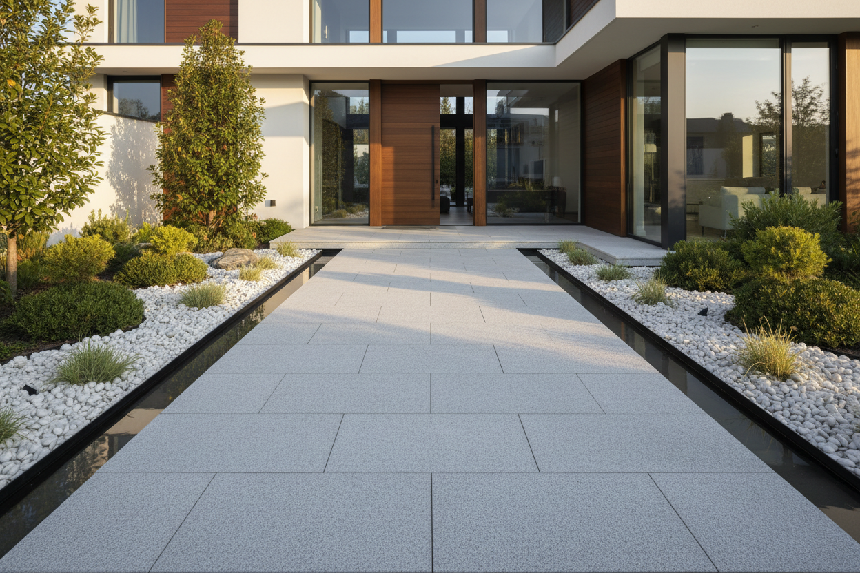 Losas de granito para jardín, ideales para pavimentación y decoración exterior.