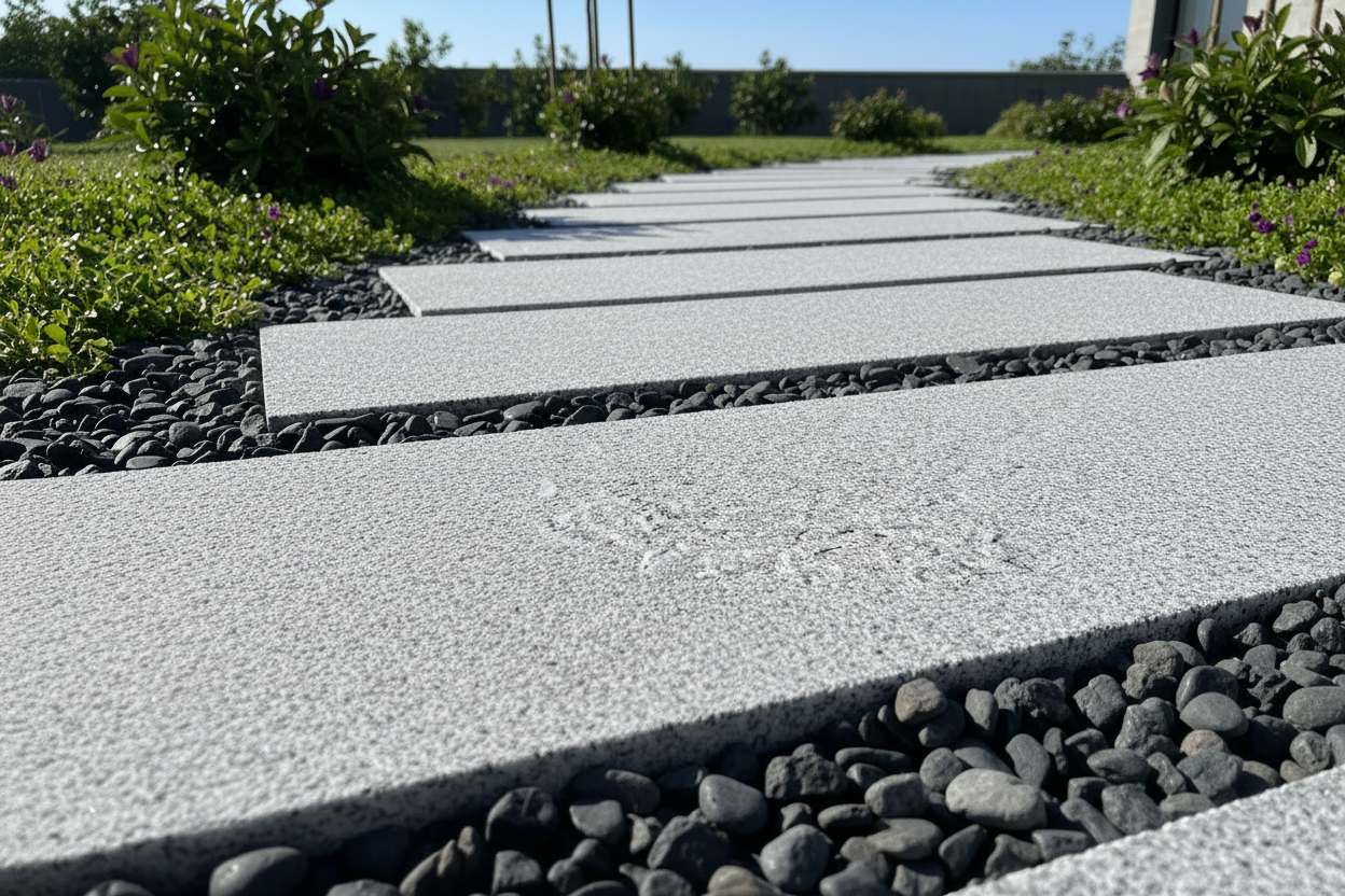 Losas de granito para jardín, ideales para crear caminos y decoraciones exteriores.