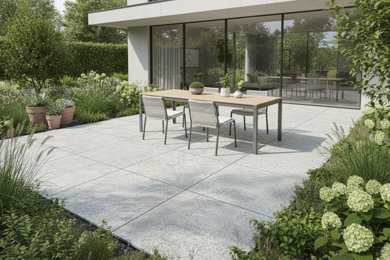 Dalle en grès cérame pour extérieur Vintage, idéale pour embellir les jardins et les terrasses avec une touche élégante.