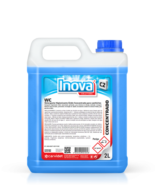 Limpiador ácido higienizante C2 WC Carvidet de 2 L para baños, sistema de dilución ProMax - Vetonek