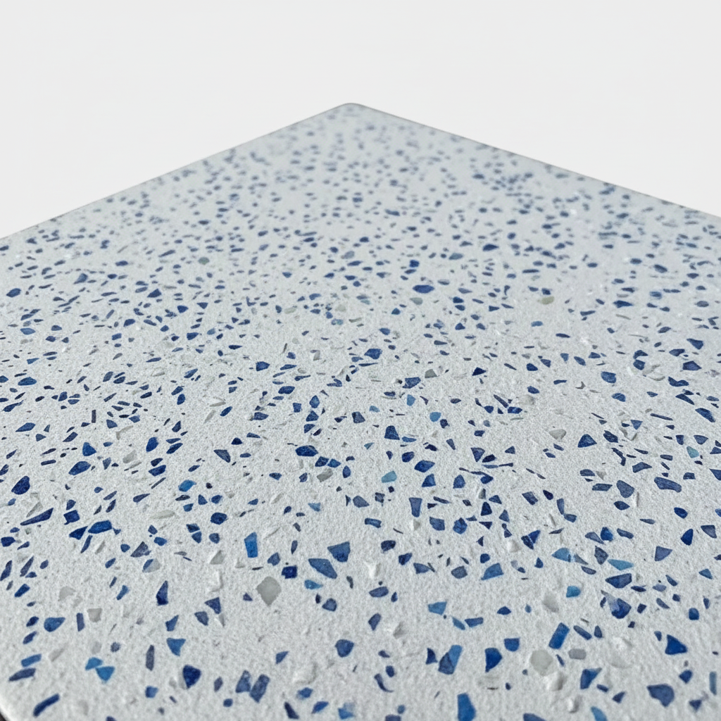 Dalle en béton blanc avec verre bleu 75x75 cm - Vetonek