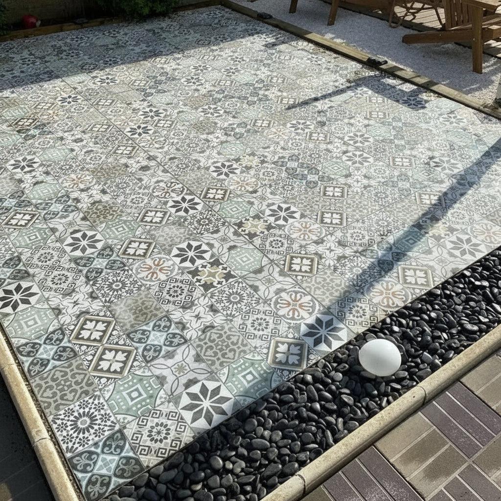 Sol de jardin avec dalles en grès cérame Vetonek Mosaïque