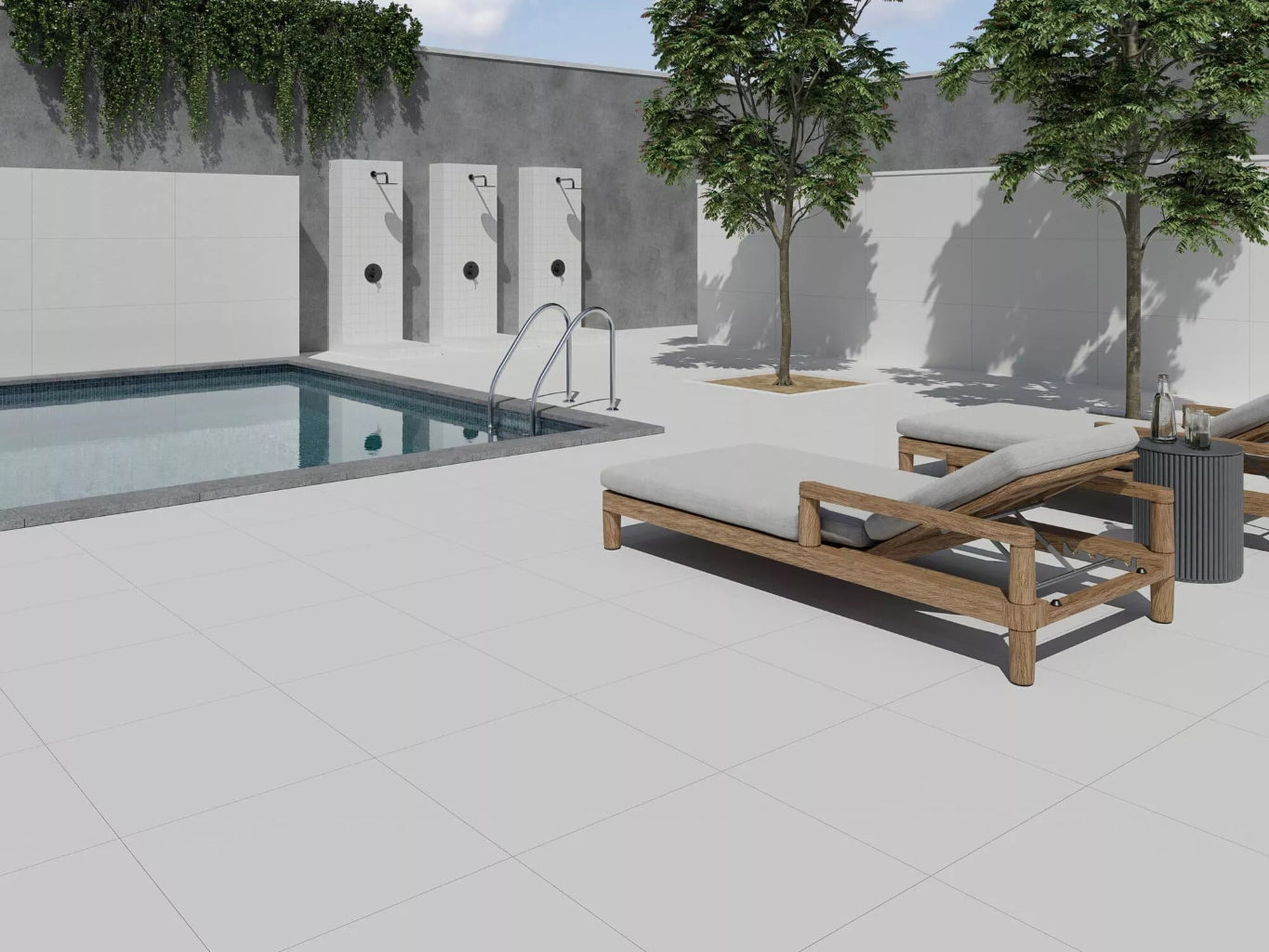 carreaux piscine blancs, Dalle carreau porcelaine blanche ultra-résistante