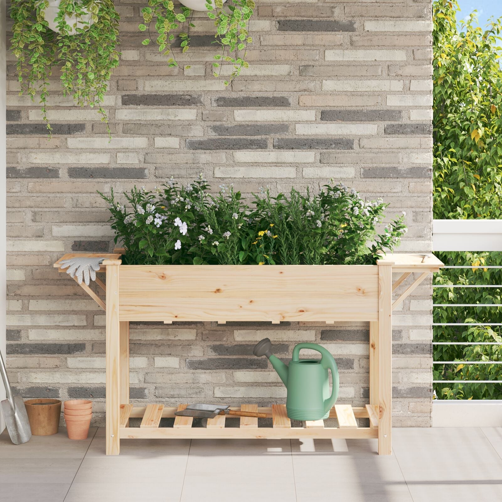 Macetero de Jardín con Estantes 155x59x76 cm de Madera Maciza de Pino V0630 Vetonek
