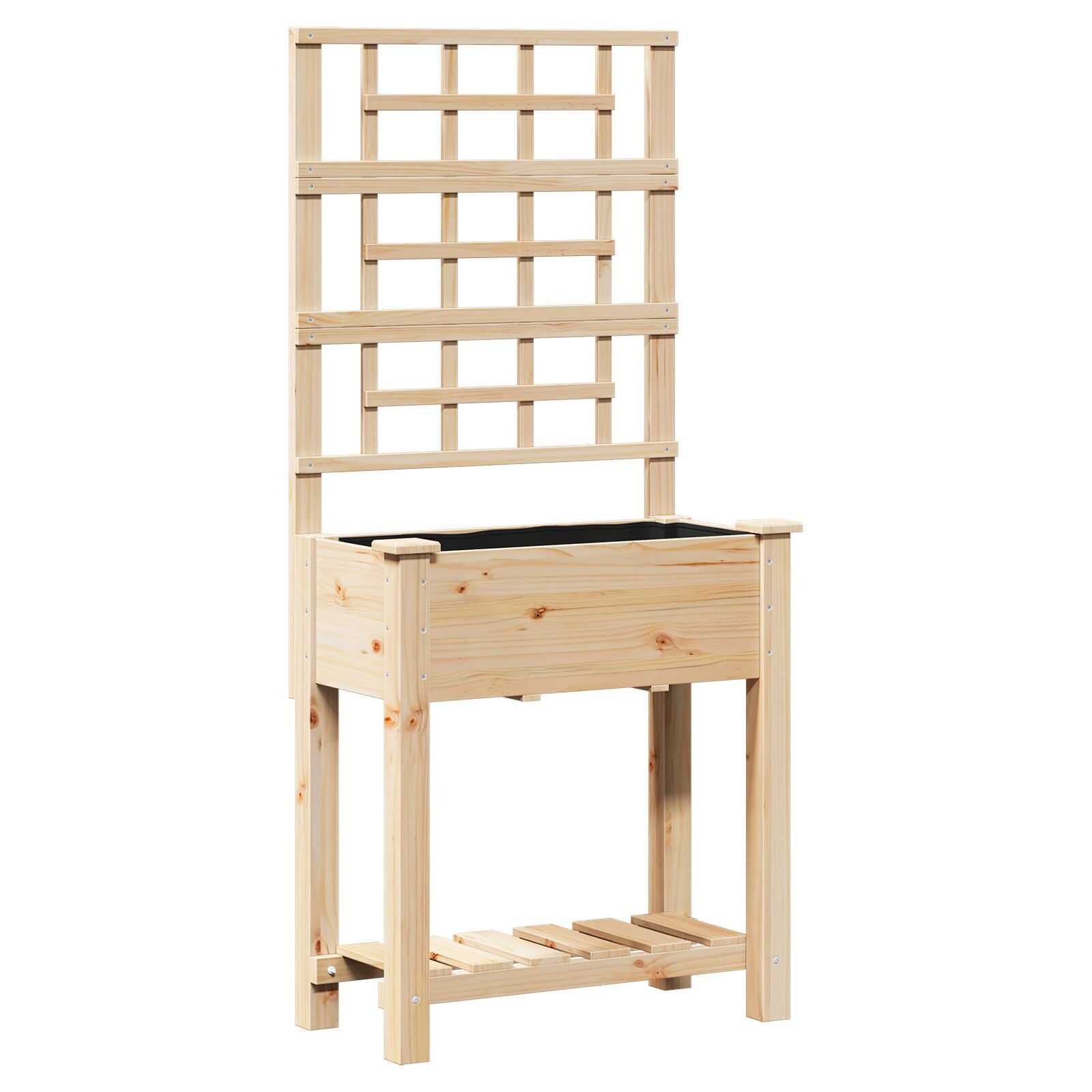 Jardín de Macetero con Enrejado y Estante 71x37x152 cm Madera Maciza de Abeto V0586 Vetonek