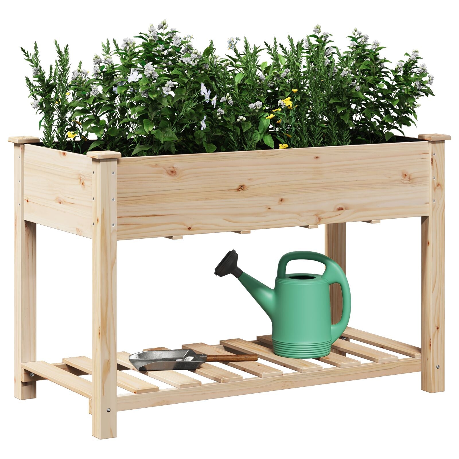 Jardín Planter con Estante 115x59x76 cm Madera Maciza de Abeto V0555 Vetonek