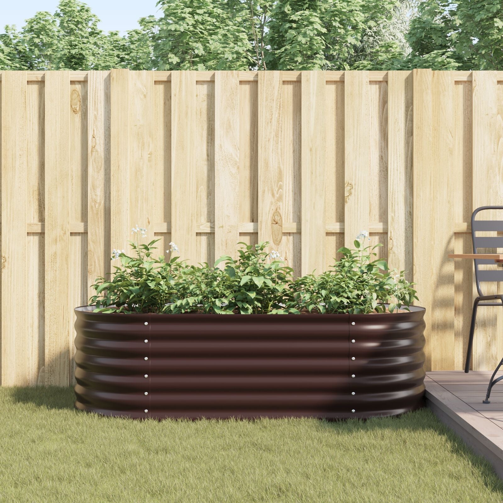 Huerto Elevado Marrón 160x80x44 cm de Acero Galvanizado V3696 Vetonek