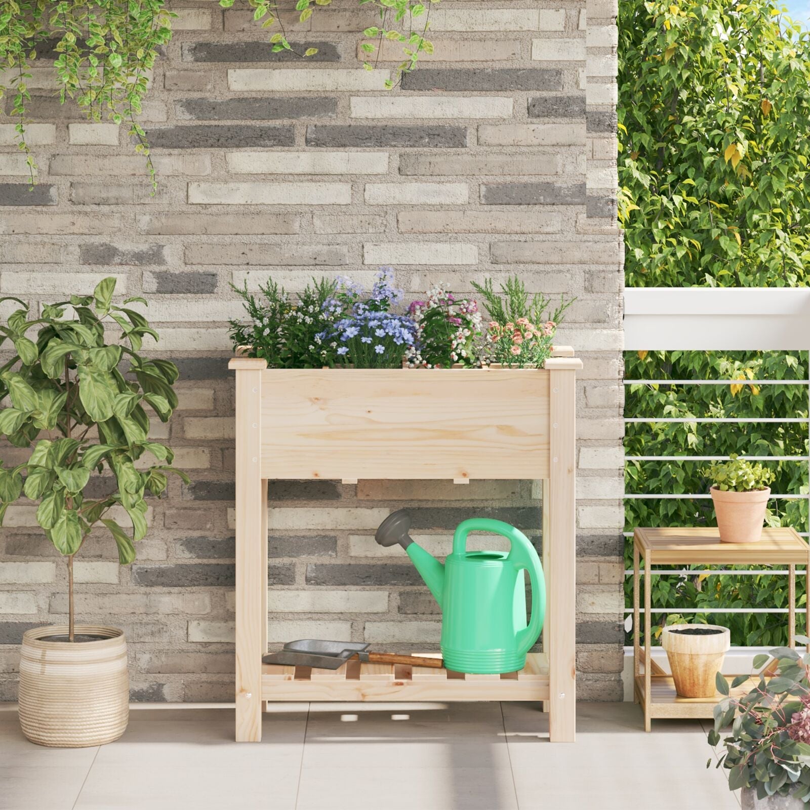 Macetero de Jardín con Rejillas 71x37x76 cm de Madera Sólida de Abeto V0678 Vetonek
