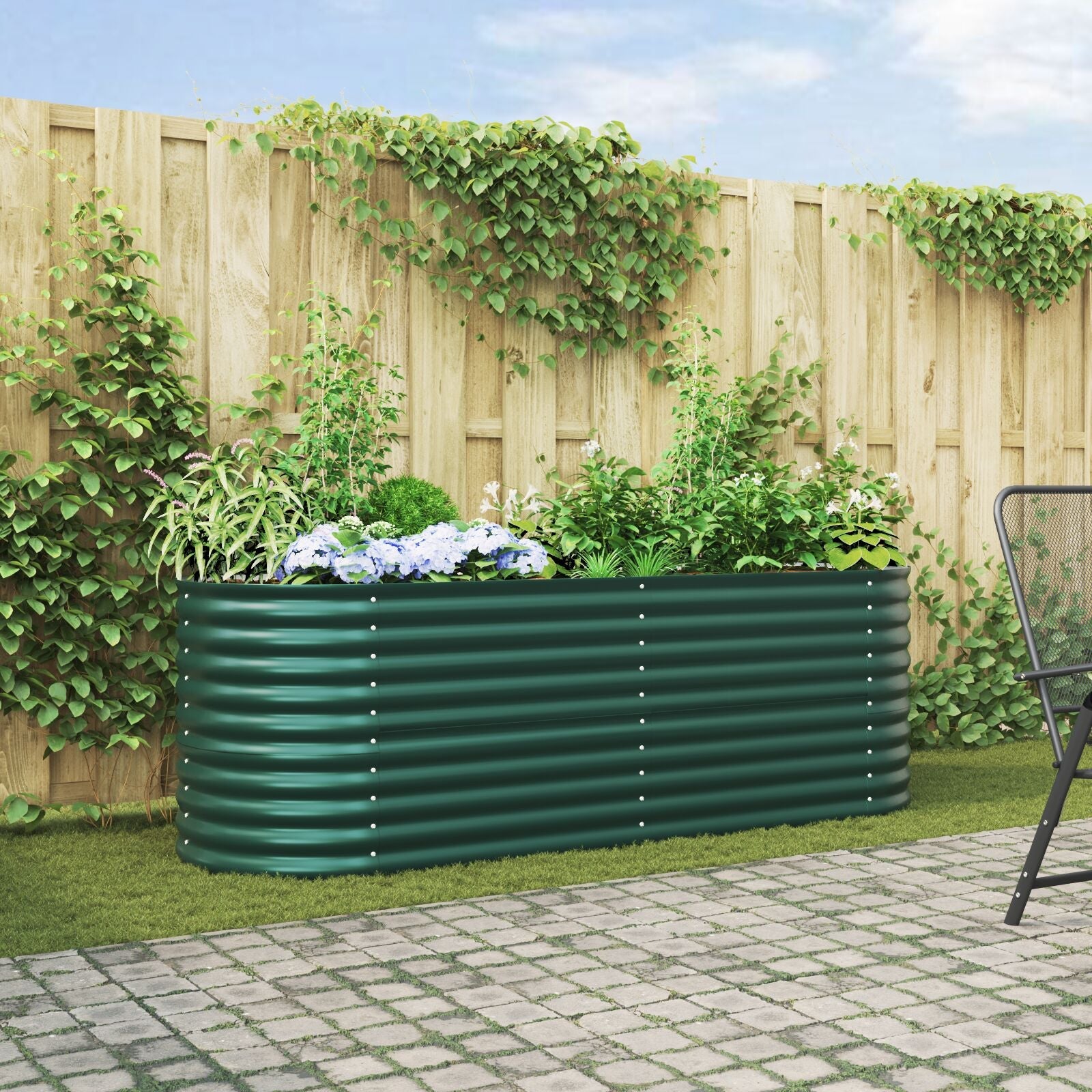 Huerto Elevado Verde 240x80x81 cm Acero Galvanizado V3535 Vetonek