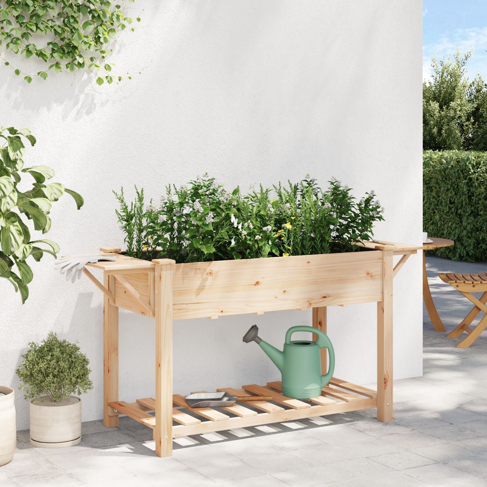 Macetero de Jardín con Estantes 155x59x76 cm de Madera Maciza de Pino V0630 Vetonek