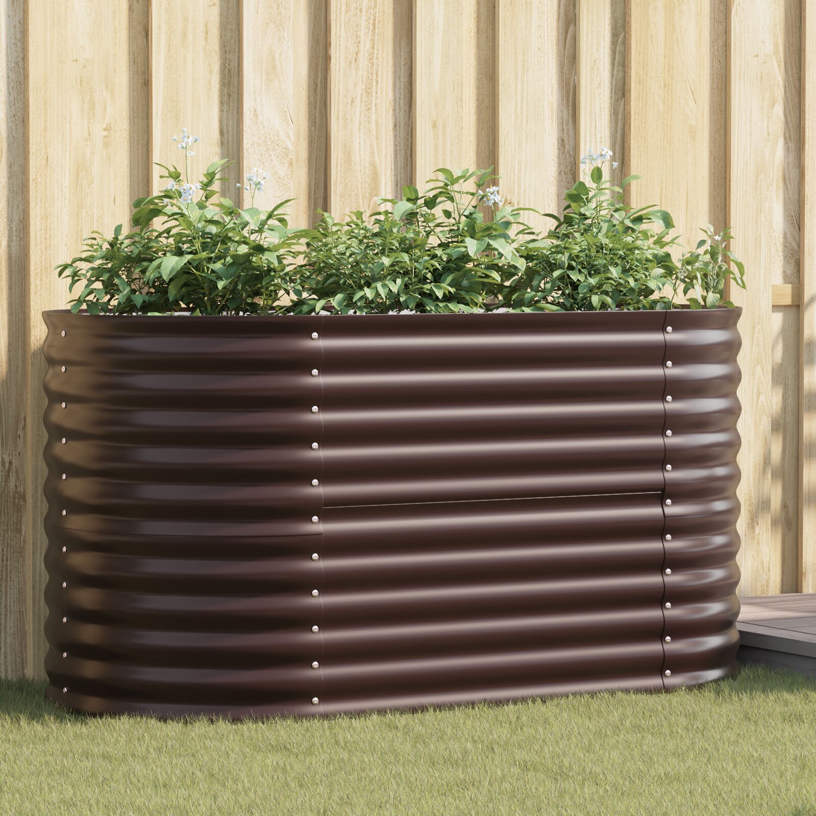 Huerto elevado Marrón 160x80x81 cm de acero galvanizado V3641 Vetonek