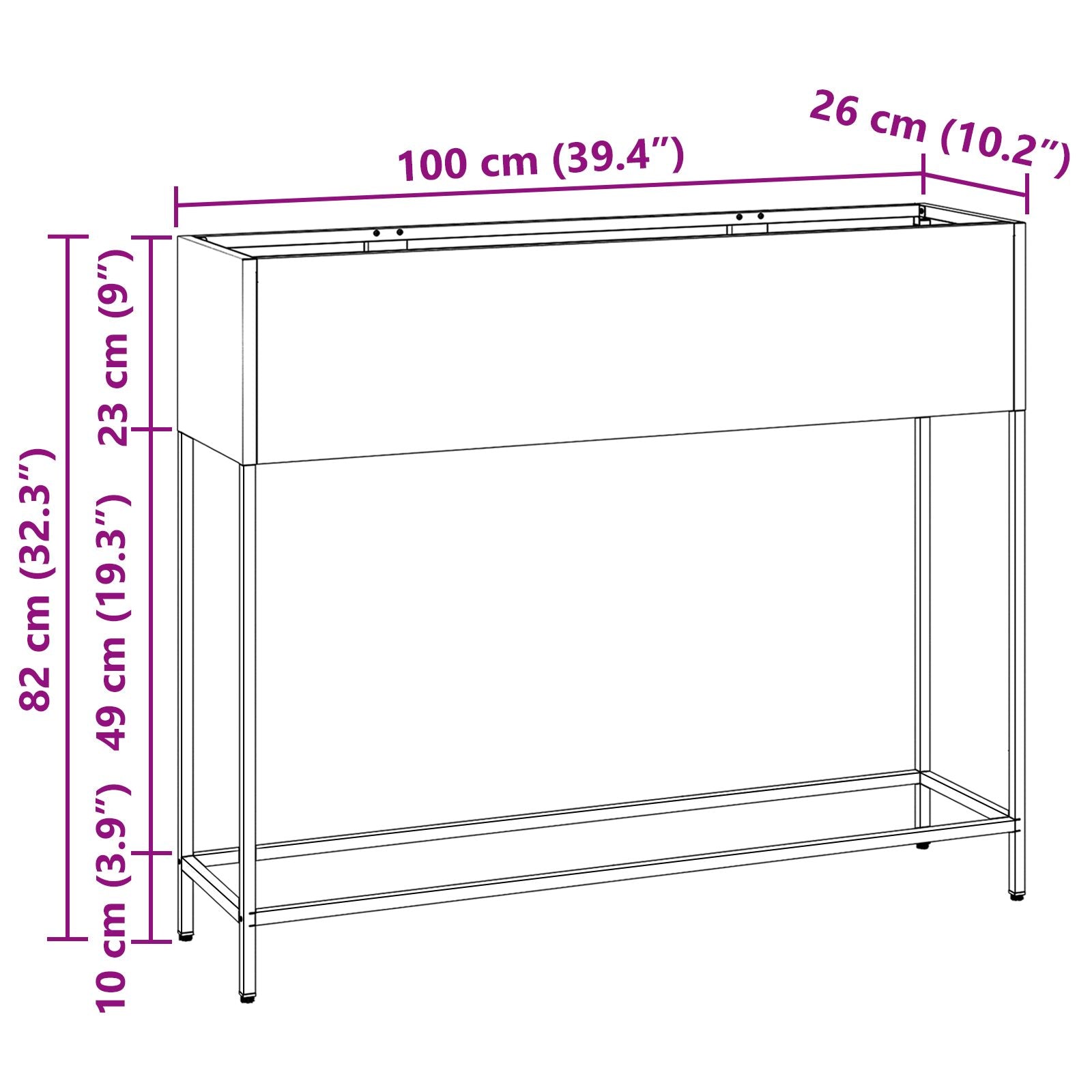 Huerto Elevado 100x26x82 cm Acero Negro V9647 Vetonek