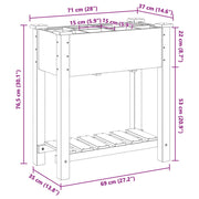 Macetero de Jardín con Rejillas 71x37x76 cm de Madera Sólida de Abeto V0678 Vetonek