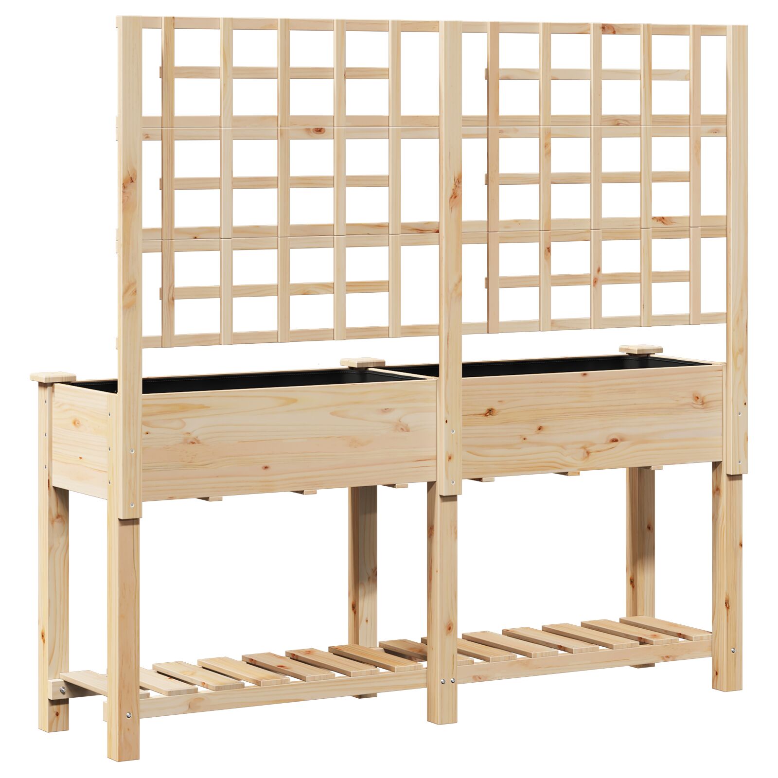 Plantador de Jardín con Enrejado y Estante 161x43x152 cm Madera Maciza de Pino V0609 Vetonek