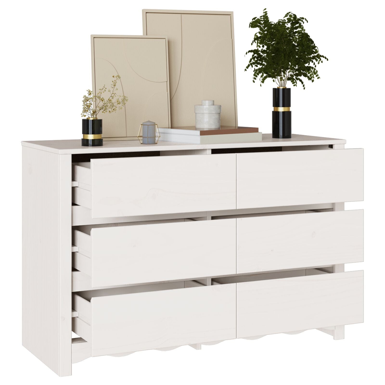 Commode ""DRAMMEN"" Blanc 111x43x73,5 cm Bois de pin massif V7071 Vetonek