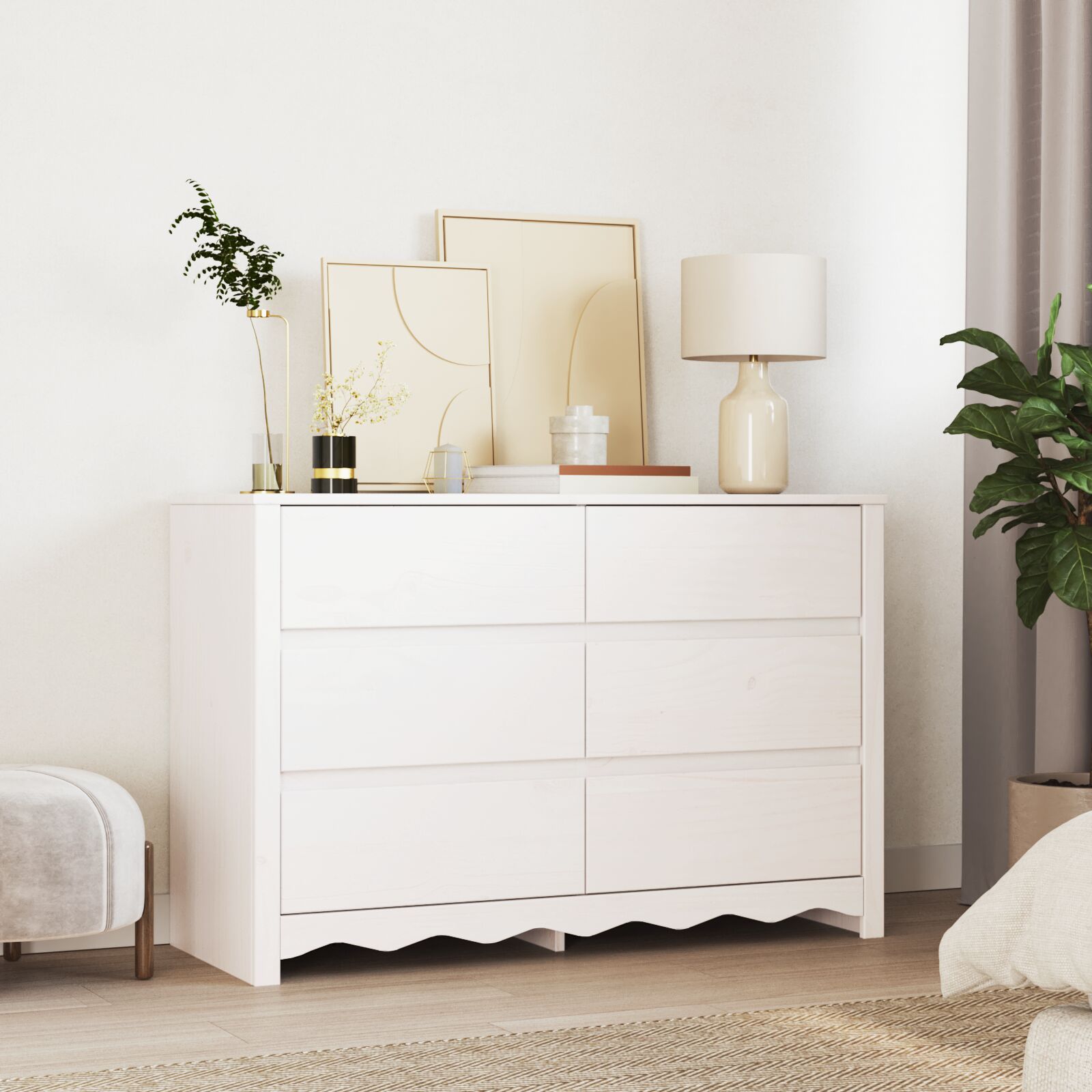 Commode ""DRAMMEN"" Blanc 111x43x73,5 cm Bois de pin massif V7071 Vetonek