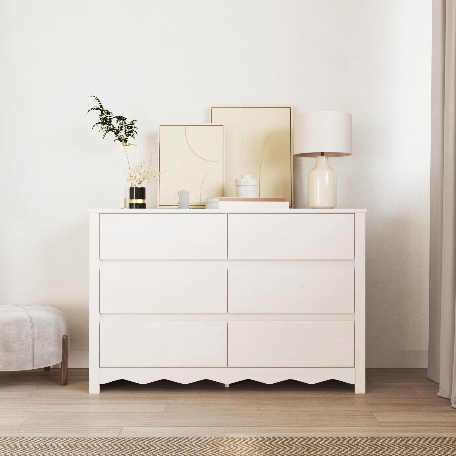 Commode ""DRAMMEN"" Blanc 111x43x73,5 cm Bois de pin massif V7071 Vetonek