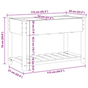 Jardín Planter con Estante 115x59x76 cm Madera Maciza de Abeto V0555 Vetonek
