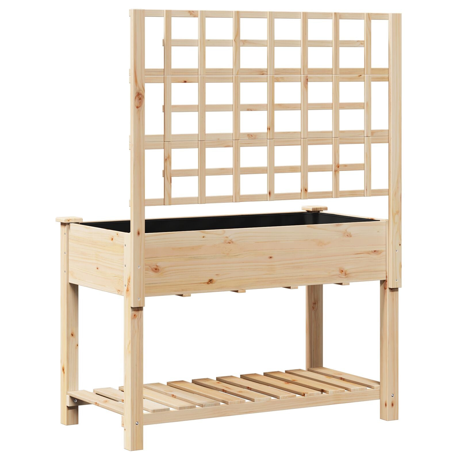 Plantador de Jardín con Enrejado y Estante 115x59x152 cm de Madera Maciza de Pino V0593 Vetonek